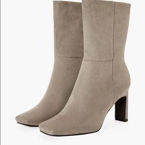 Grey Suede Heeled Booties JustFab Extra Wide